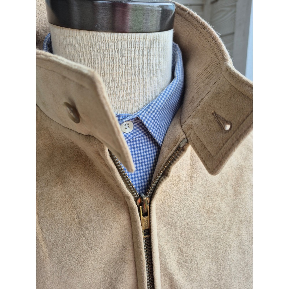 Vintage Lakeland Tan Suede Bomber Jacket Mens XL Full Zip Harrington Coat - Picture 6 of 16